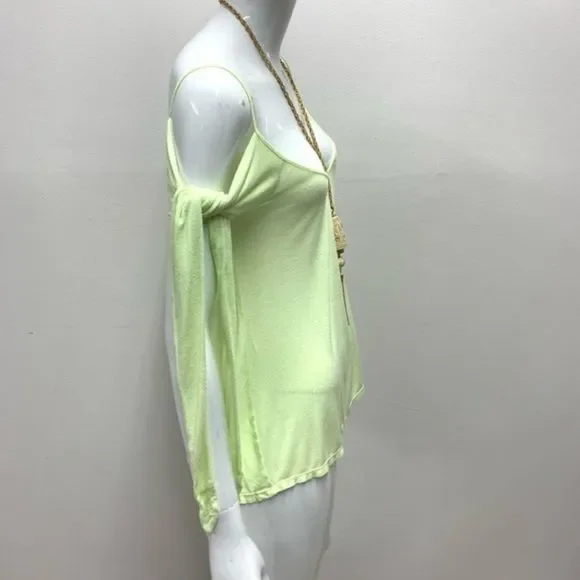 NWOT, Free People Believe Me Cold Shoulder Top in Lime Green - Picture 4 of 5
